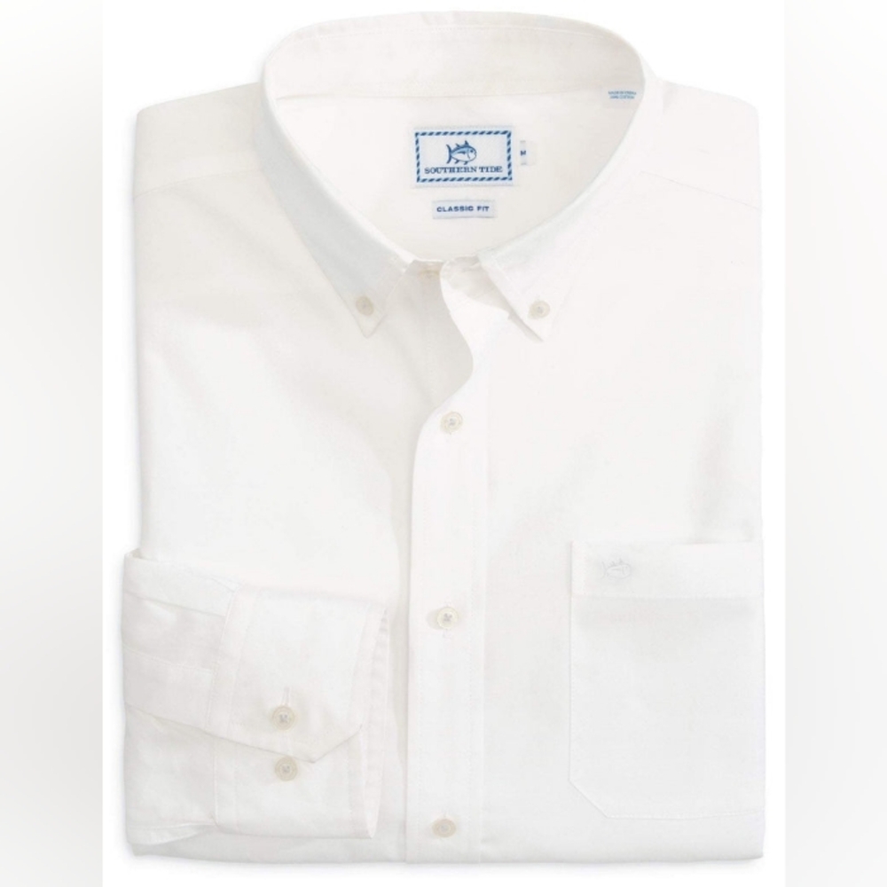 Southern Tide Men's White Button-Down Dress Shirt